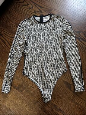 Fendi Black & White Monogram Long Sleeve Top